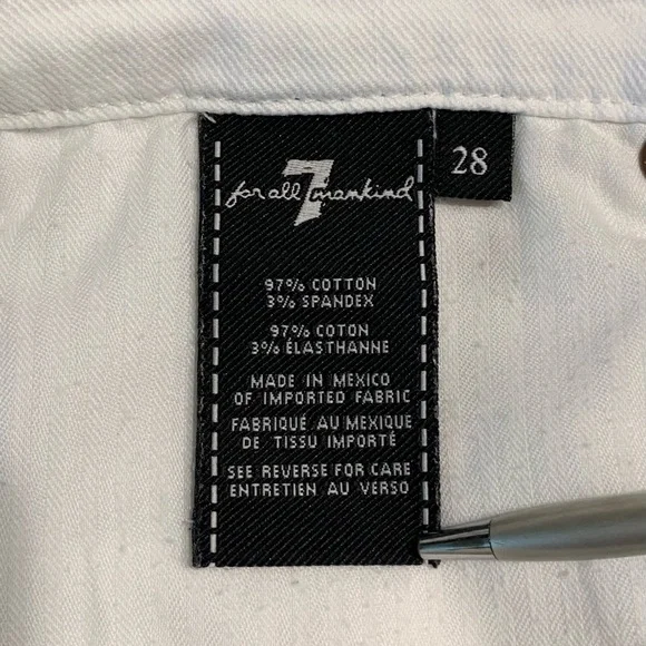 7 For All Mankind 7FAM White Denim Shorts Tag Sz 28 - Picture 4 of 7